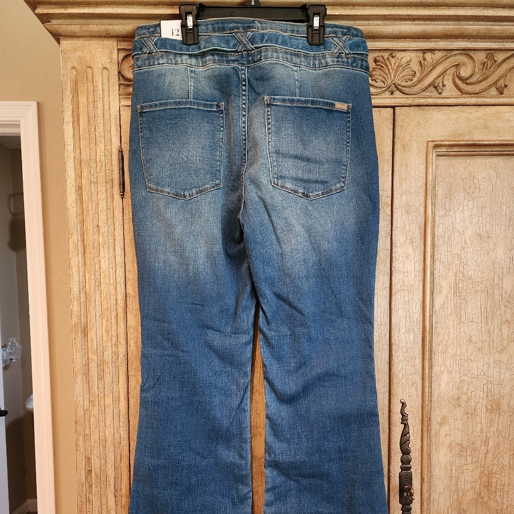 Extra high rise skinny flare jeans